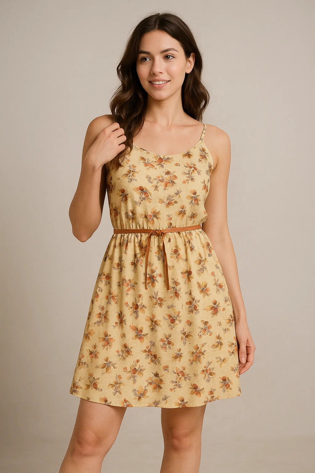 Cream Leaves Weightless Printed Fabric