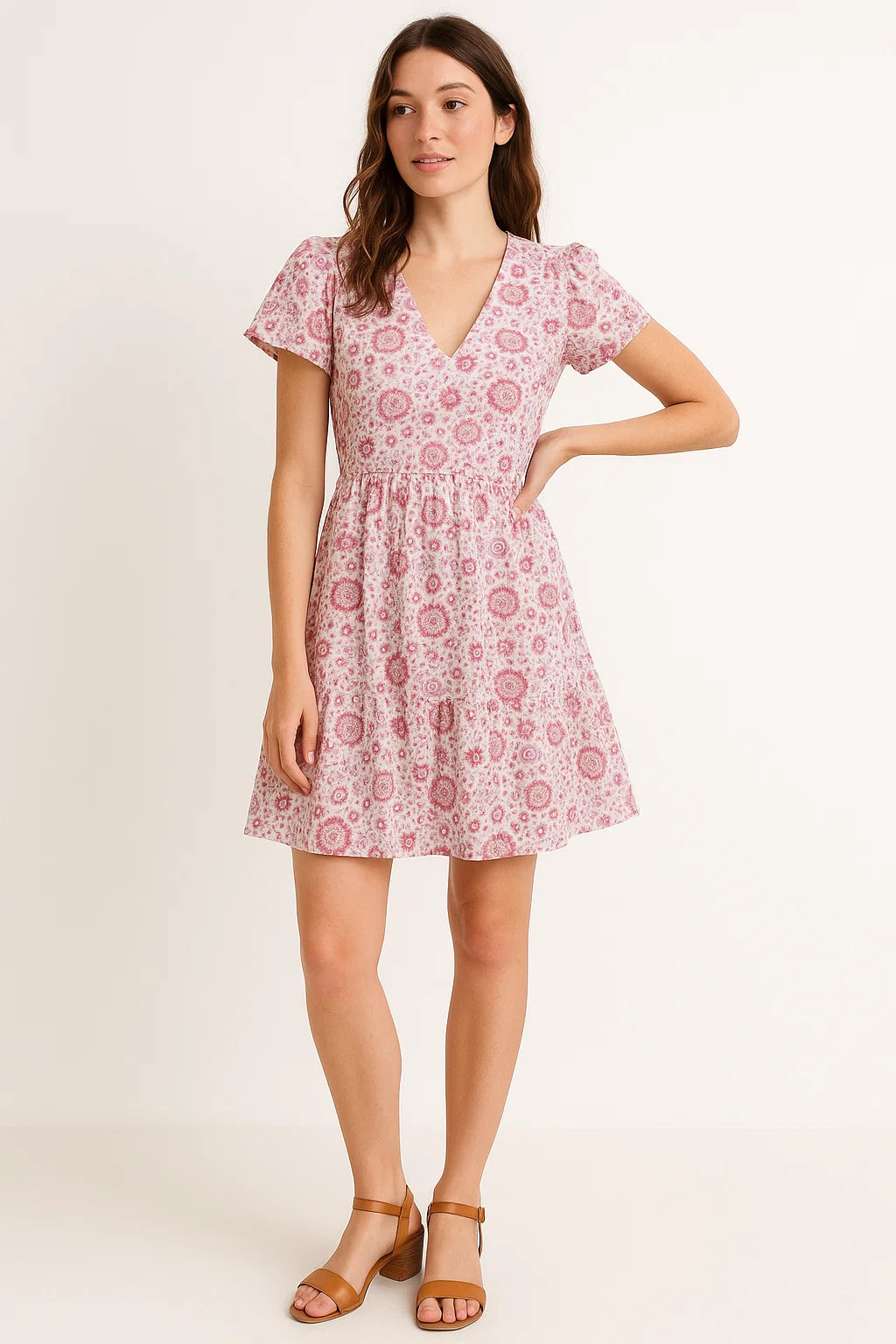 White Damask Weightless Printed Fabric