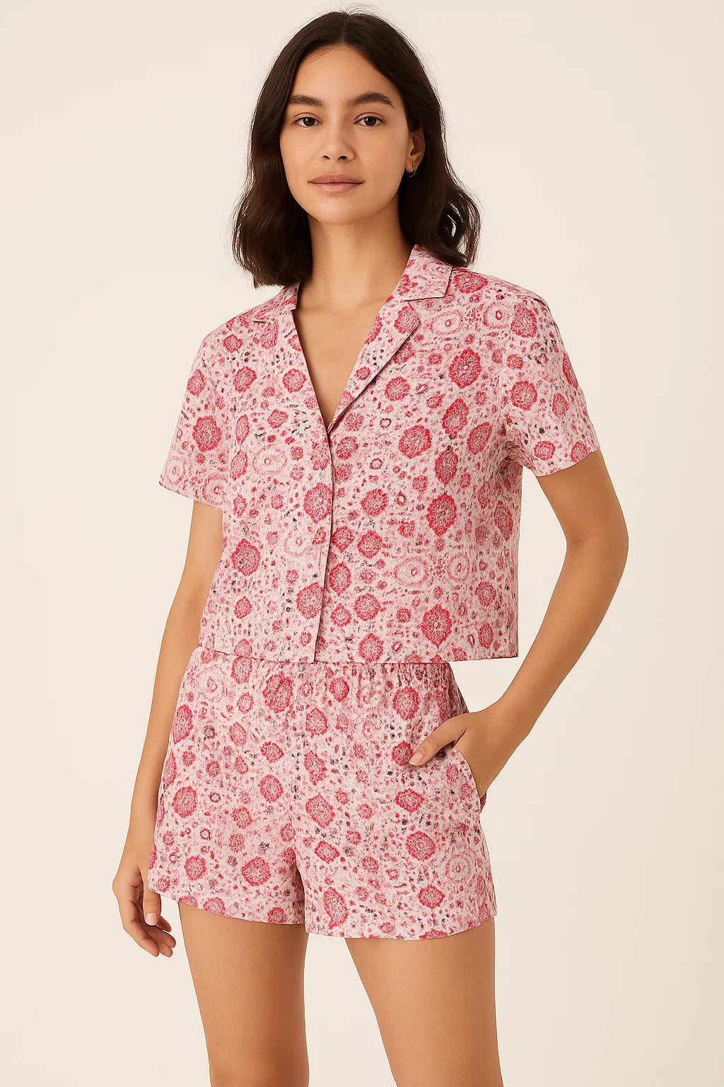 White Damask Weightless Printed Fabric