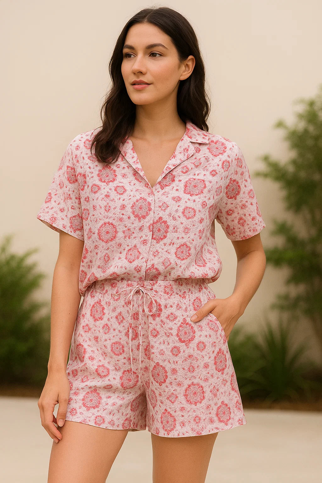 White Damask Weightless Printed Fabric