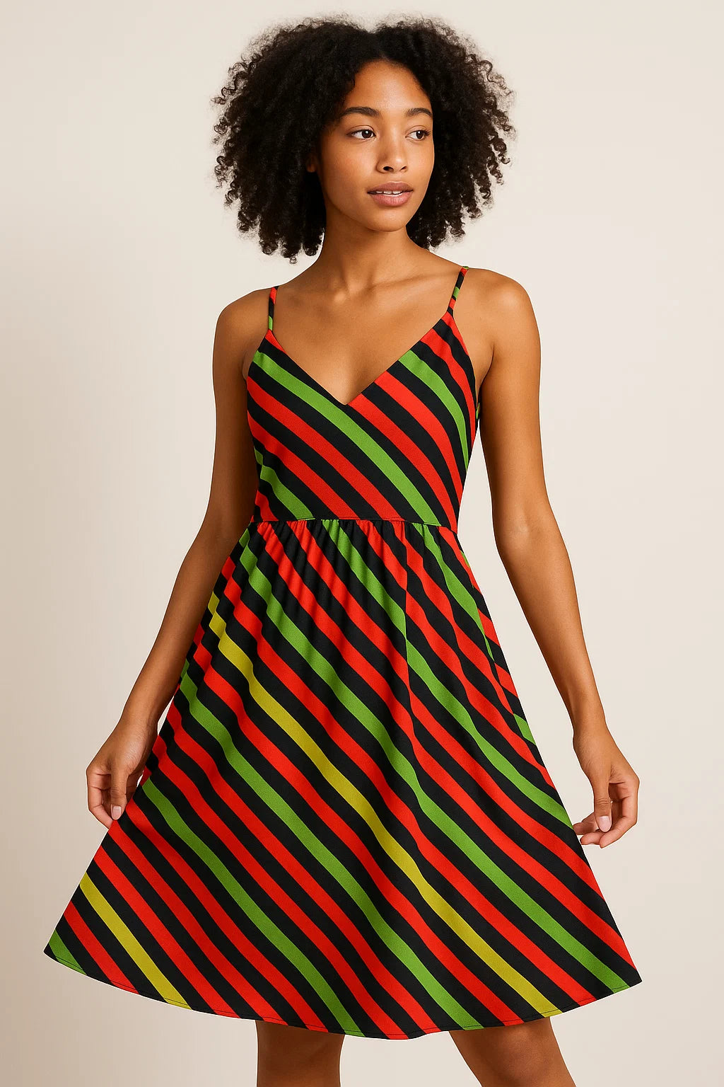 Black Regimental Strips Weightless Printed Fabric