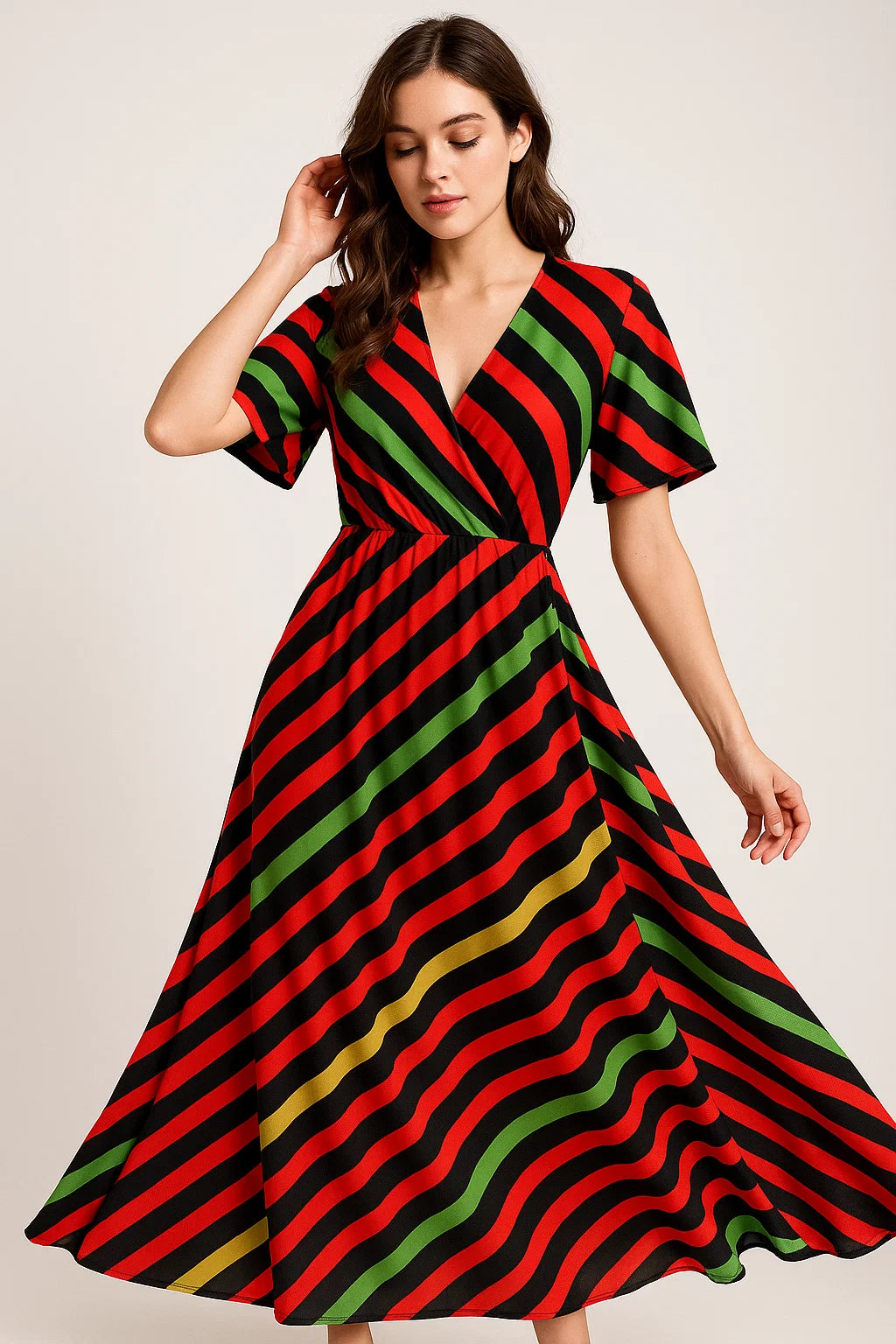 Black Regimental Strips Weightless Printed Fabric