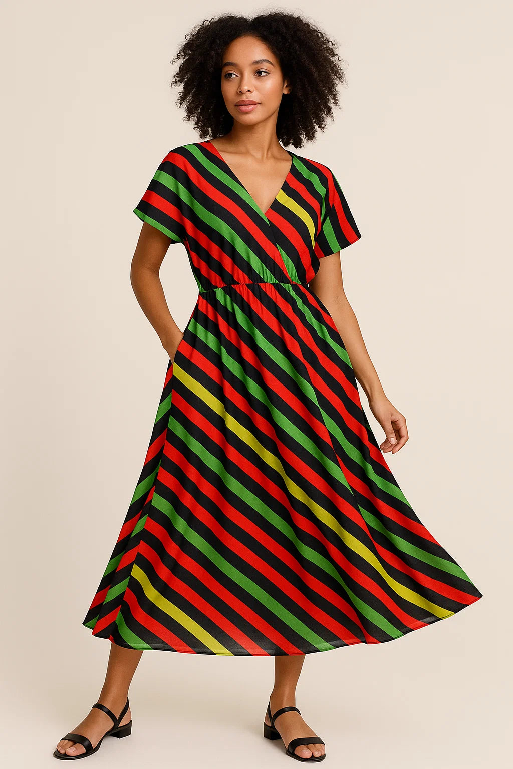 Black Regimental Strips Weightless Printed Fabric