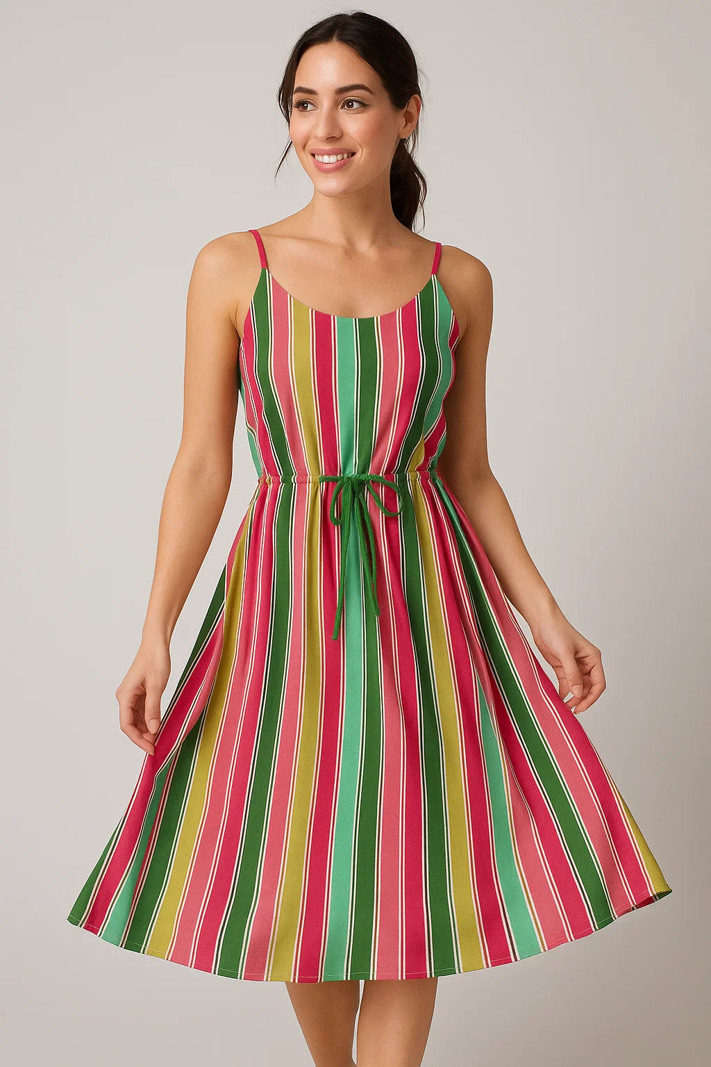 Multicolor Hailine Strips Weightless Printed Fabric