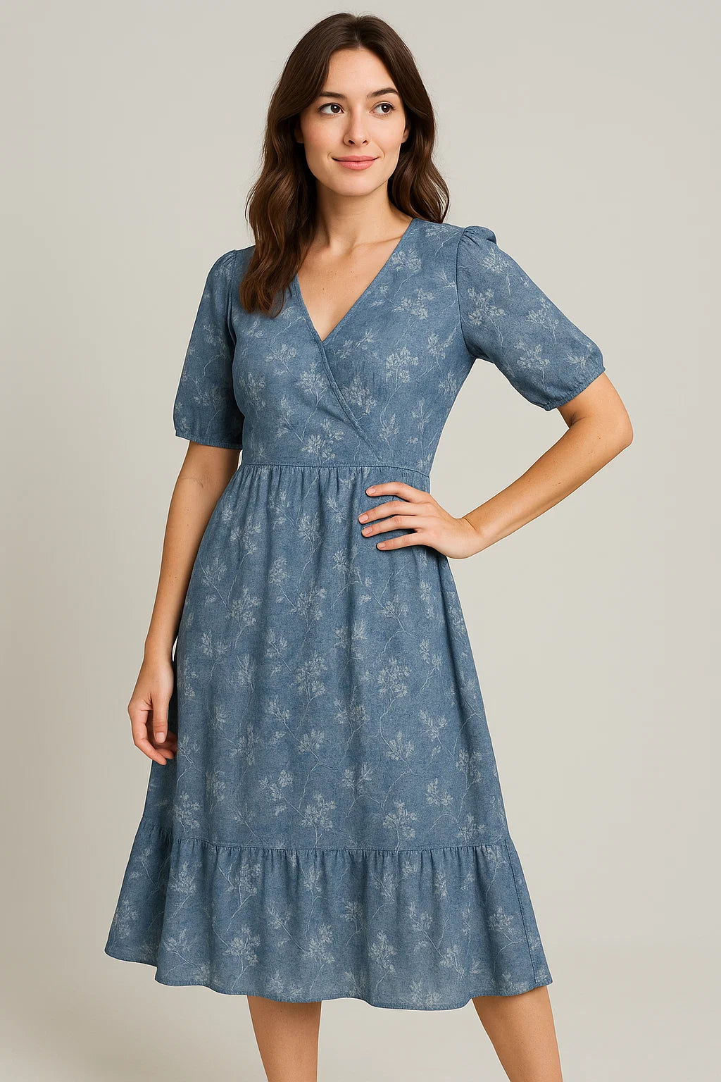 Gray Leaves Weightless Printed Fabric