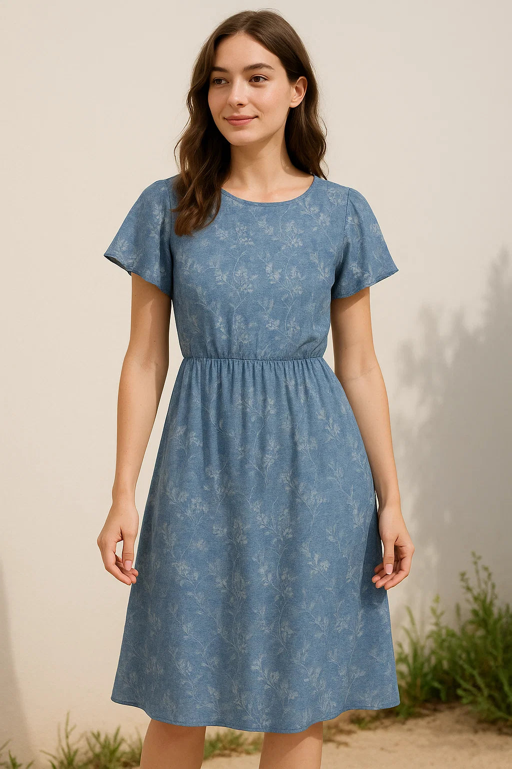 Gray Leaves Weightless Printed Fabric