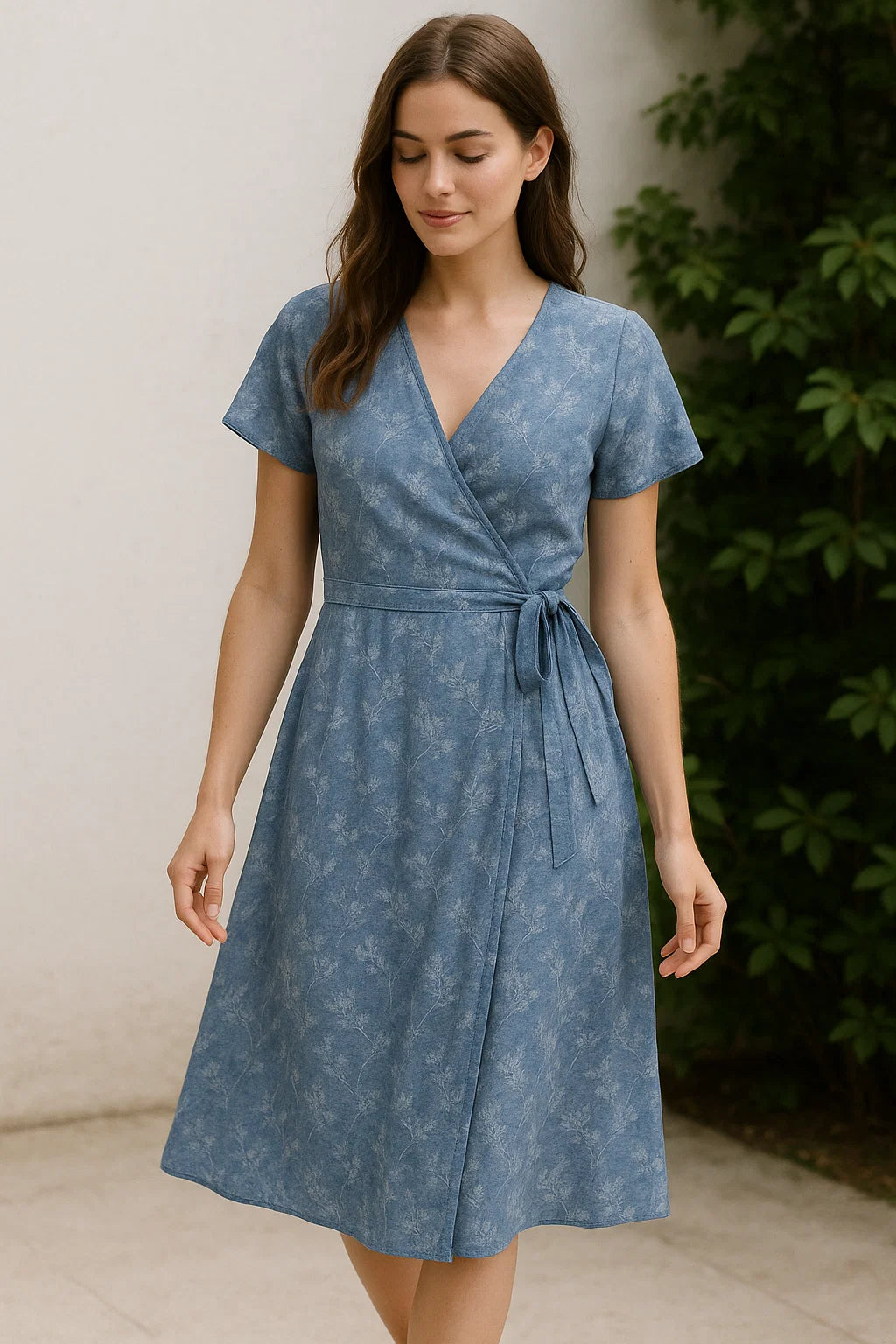 Gray Leaves Weightless Printed Fabric