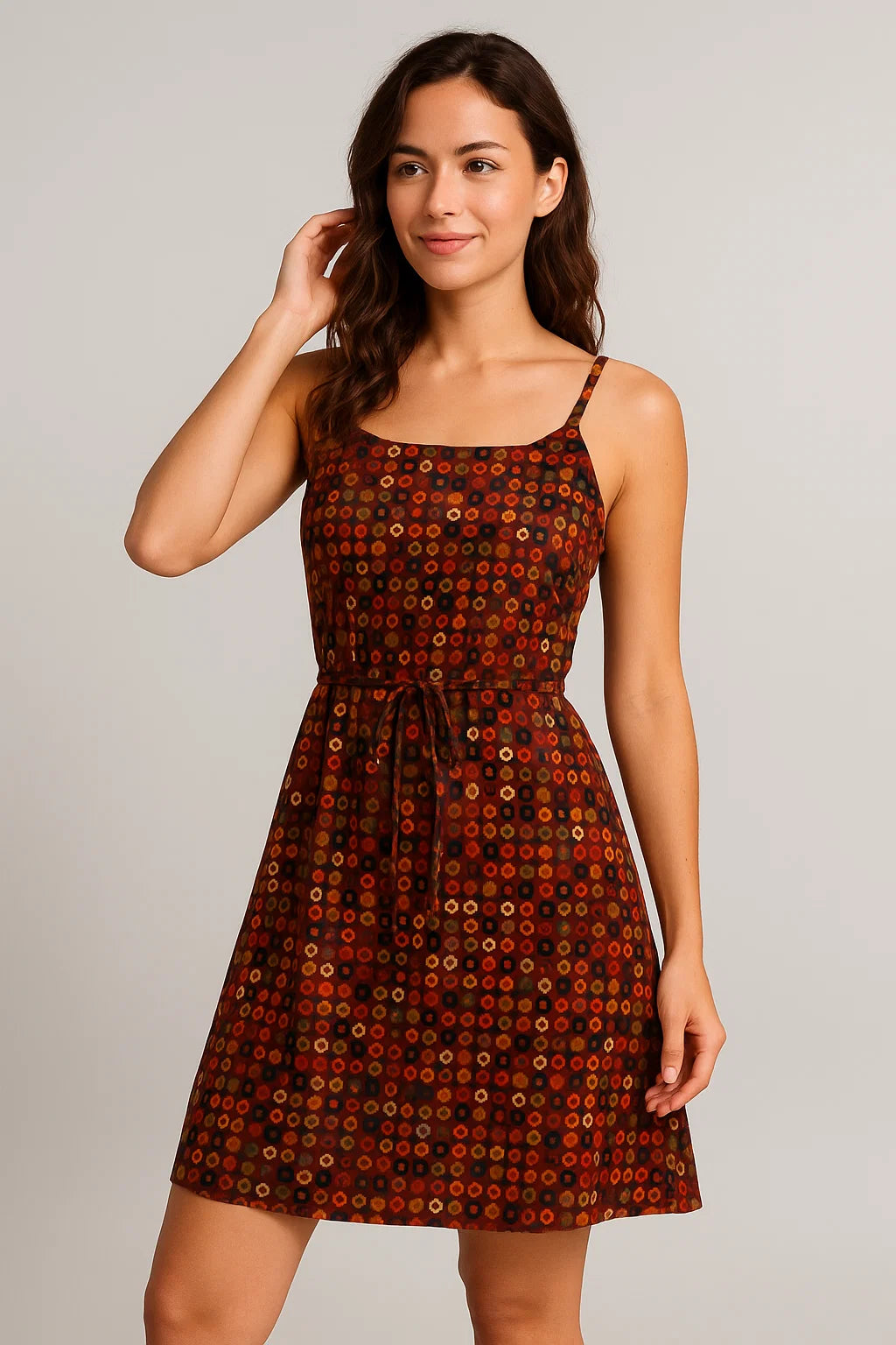 Multicolor Doted Weightless Printed Fabric