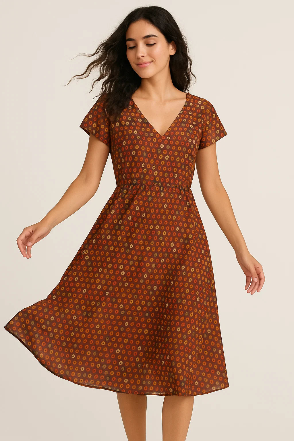 Multicolor Doted Weightless Printed Fabric