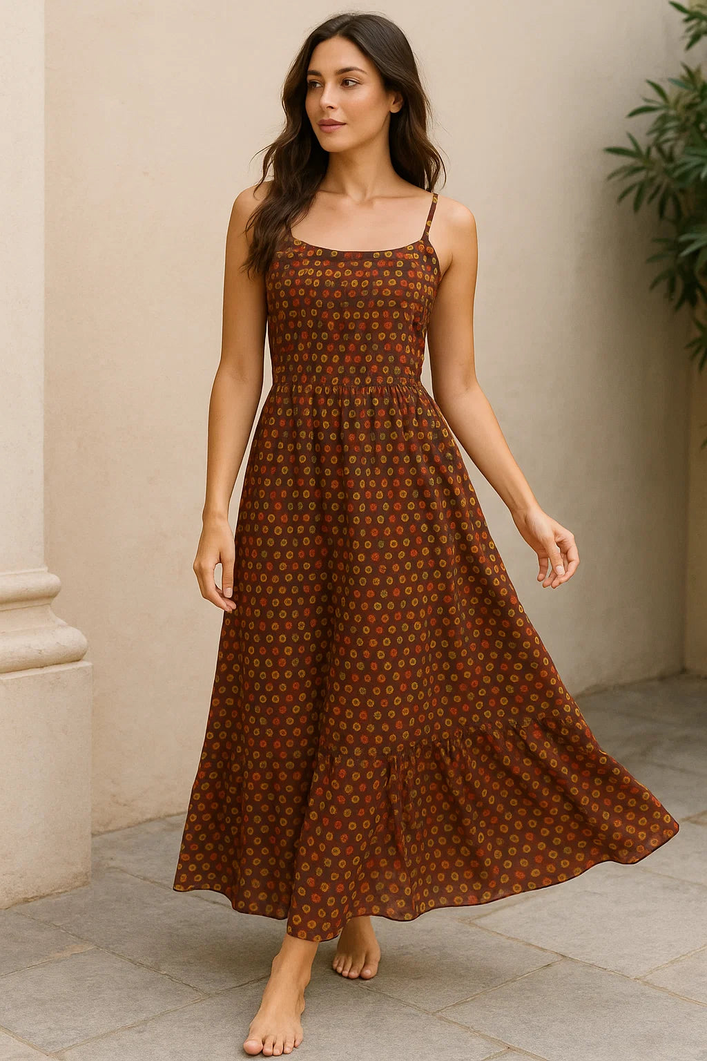 Multicolor Doted Weightless Printed Fabric