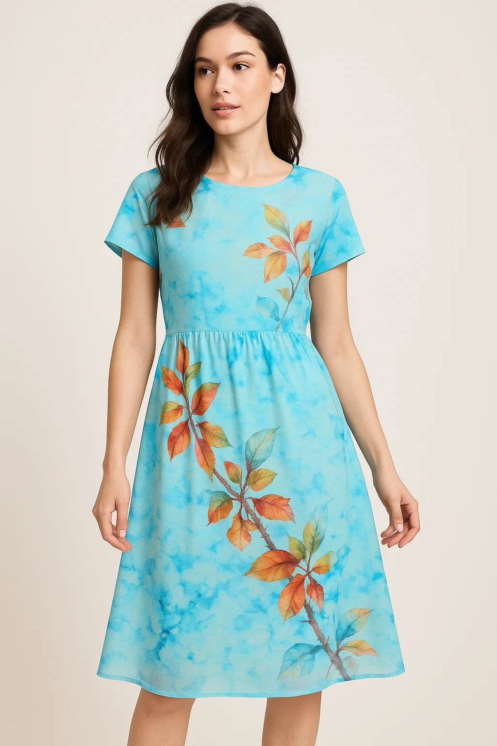 Turquoise Flower Weightless Printed Fabric