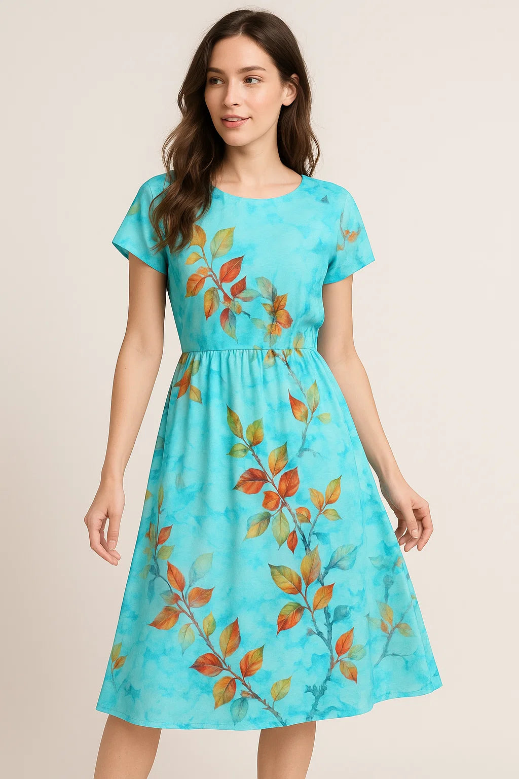 Turquoise Flower Weightless Printed Fabric