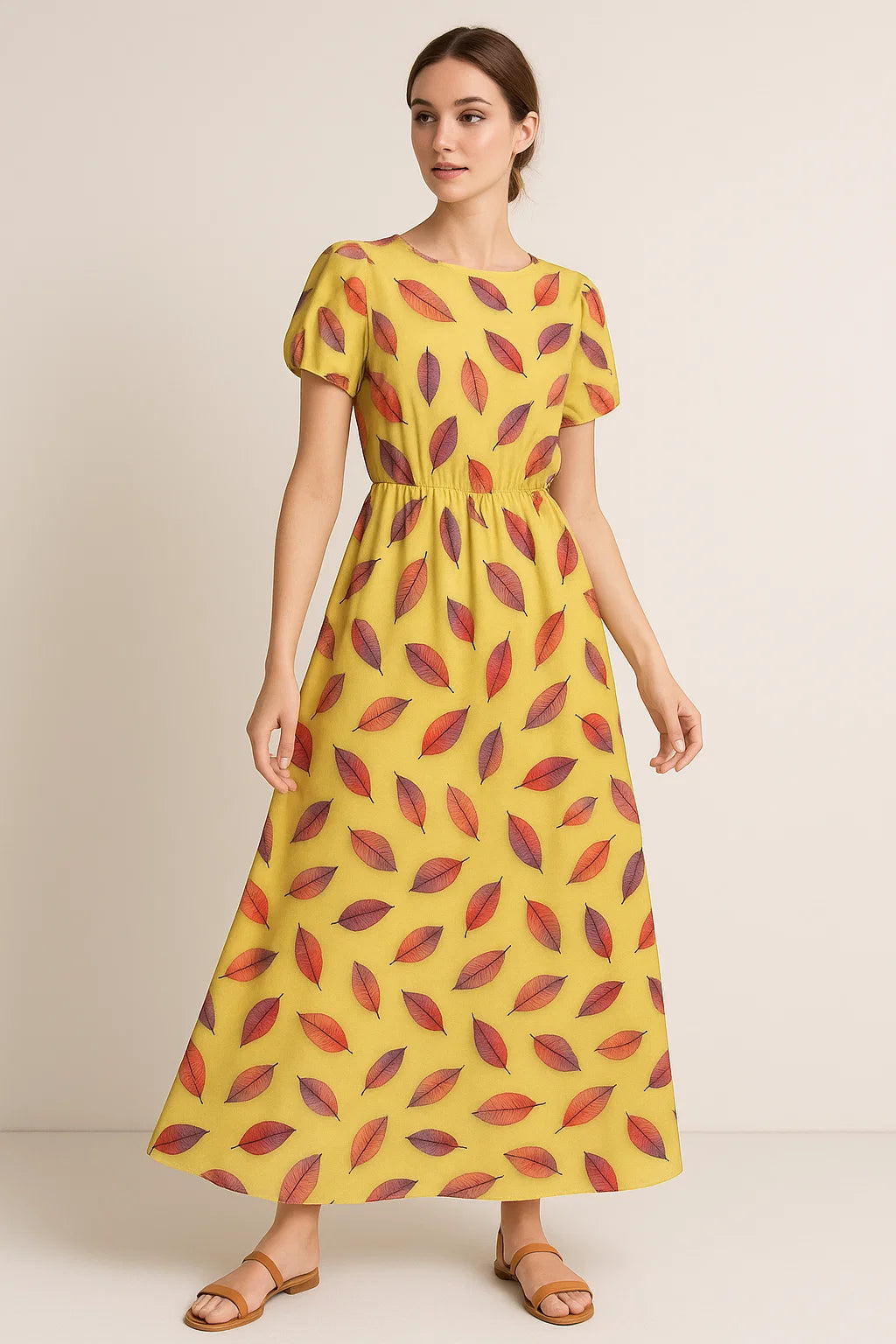 Lemon Drizzle Leaves Weightless Printed Fabric