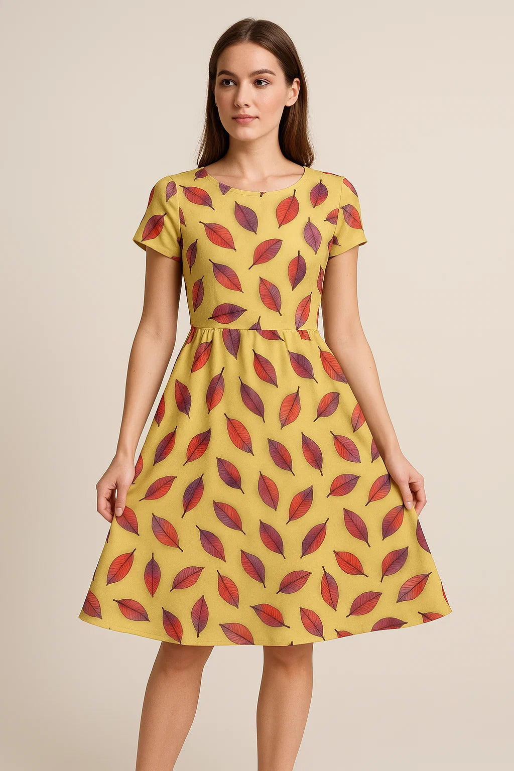 Lemon Drizzle Leaves Weightless Printed Fabric