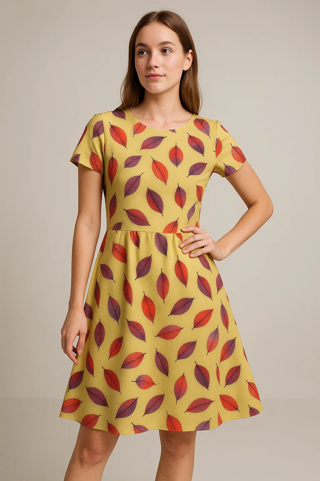 Lemon Drizzle Leaves Weightless Printed Fabric