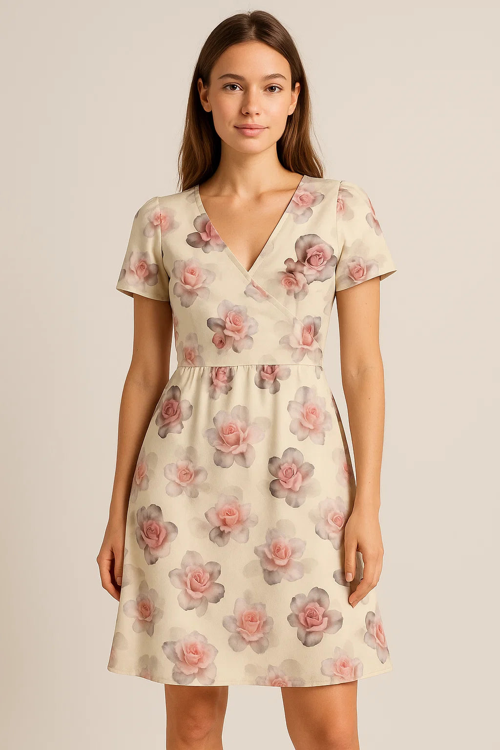 Cream Flower Weightless Printed Fabric