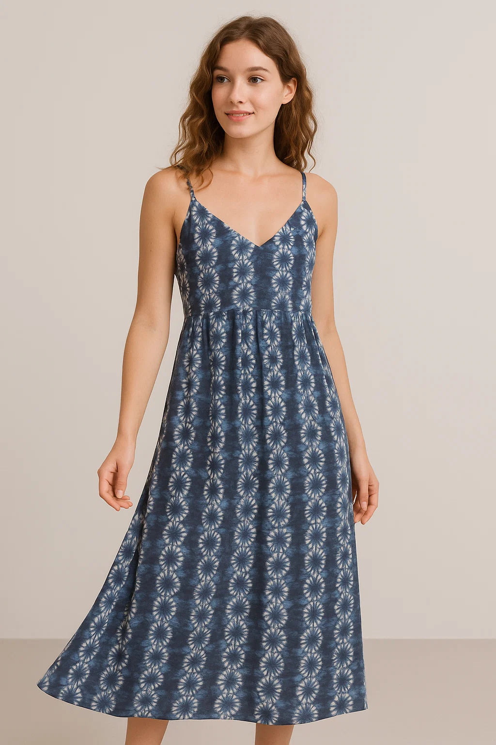 Shiny Watercolour Art With White Circle Digital Printed Fabric - Weightless