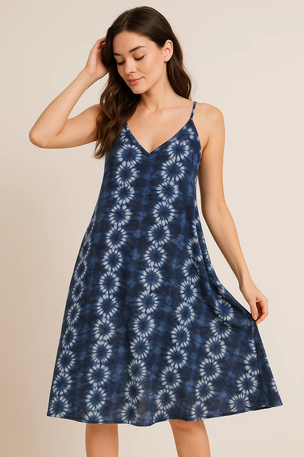 Shiny Watercolour Art With White Circle Digital Printed Fabric - Weightless