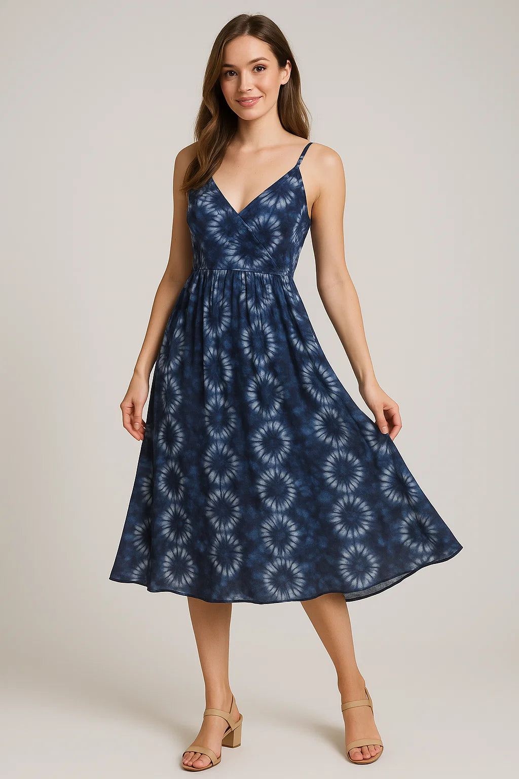 Shiny Watercolour Art With White Circle Digital Printed Fabric - Weightless