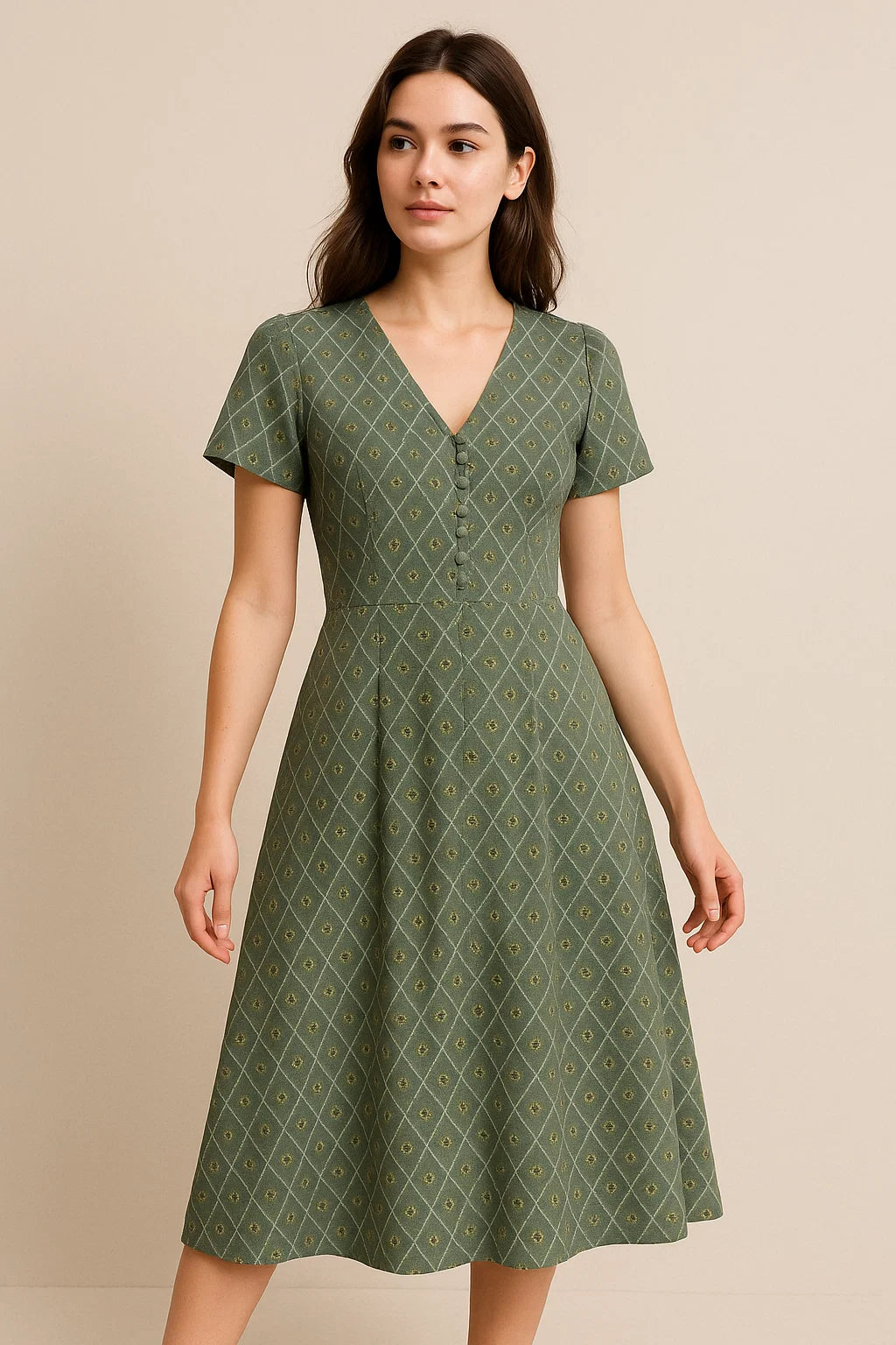 Rhombus Inside Entire Leaf Digital Printed Fabric - Weightless