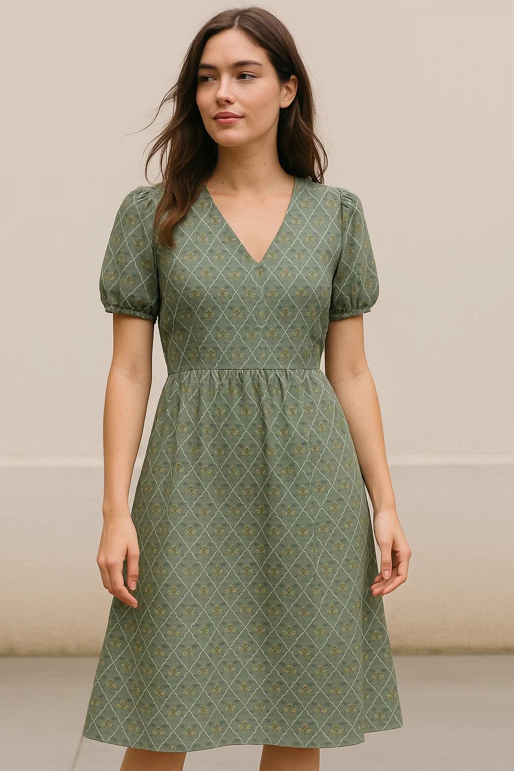 Rhombus Inside Entire Leaf Digital Printed Fabric - Weightless