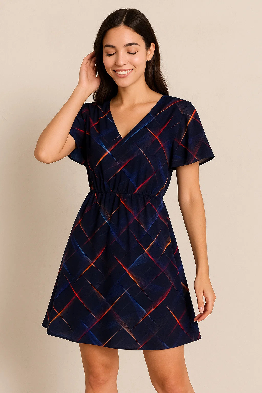 Classic Colourful Feather With Blue Background Digital Printed Fabric - Weightless