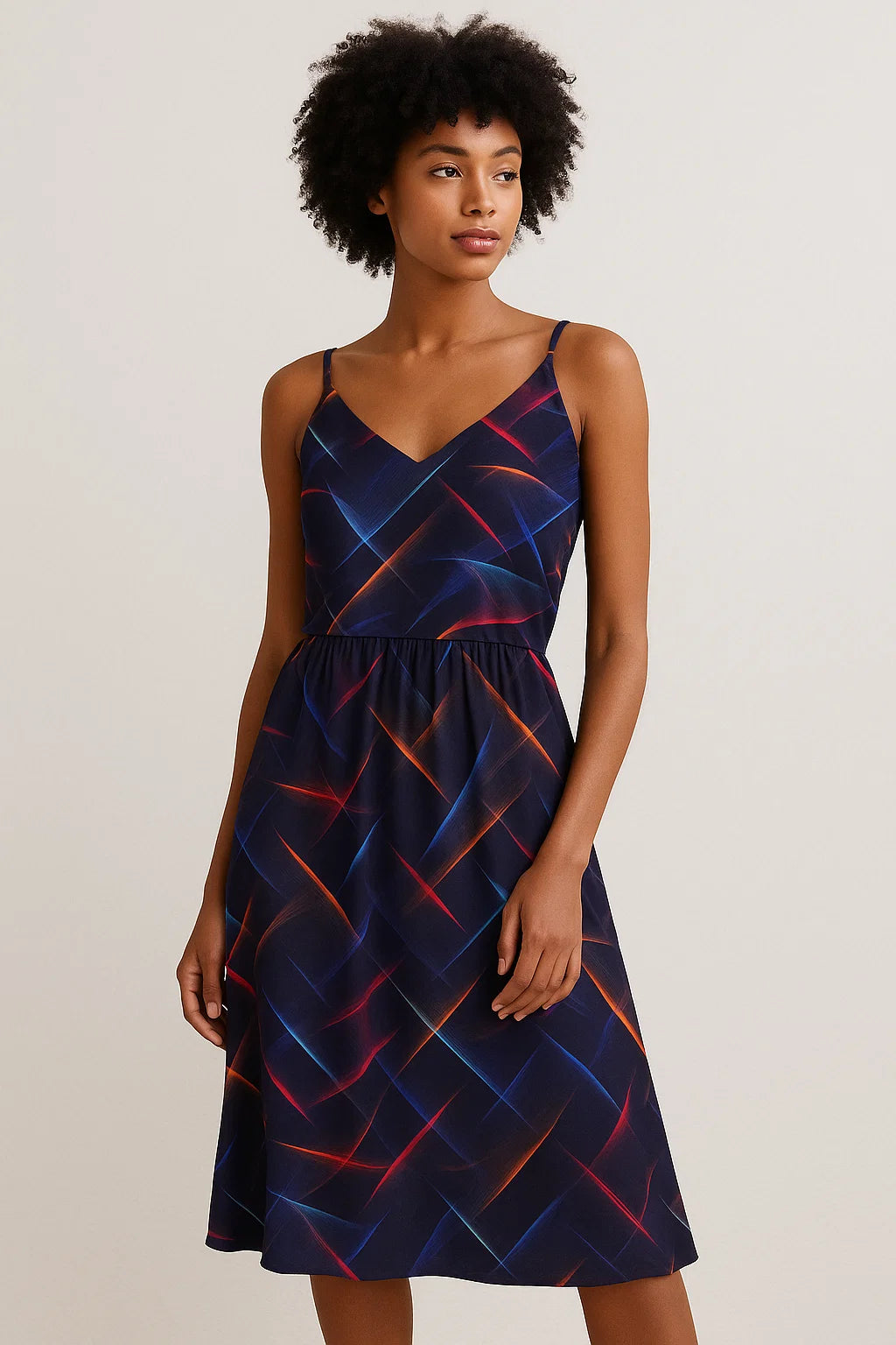 Classic Colourful Feather With Blue Background Digital Printed Fabric - Weightless