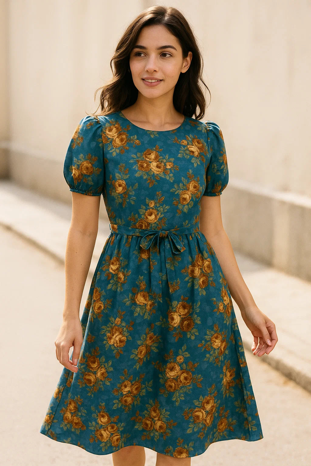 Vintage Bright Gray Background With Golden Rose Digital Printed Fabric - Weightless