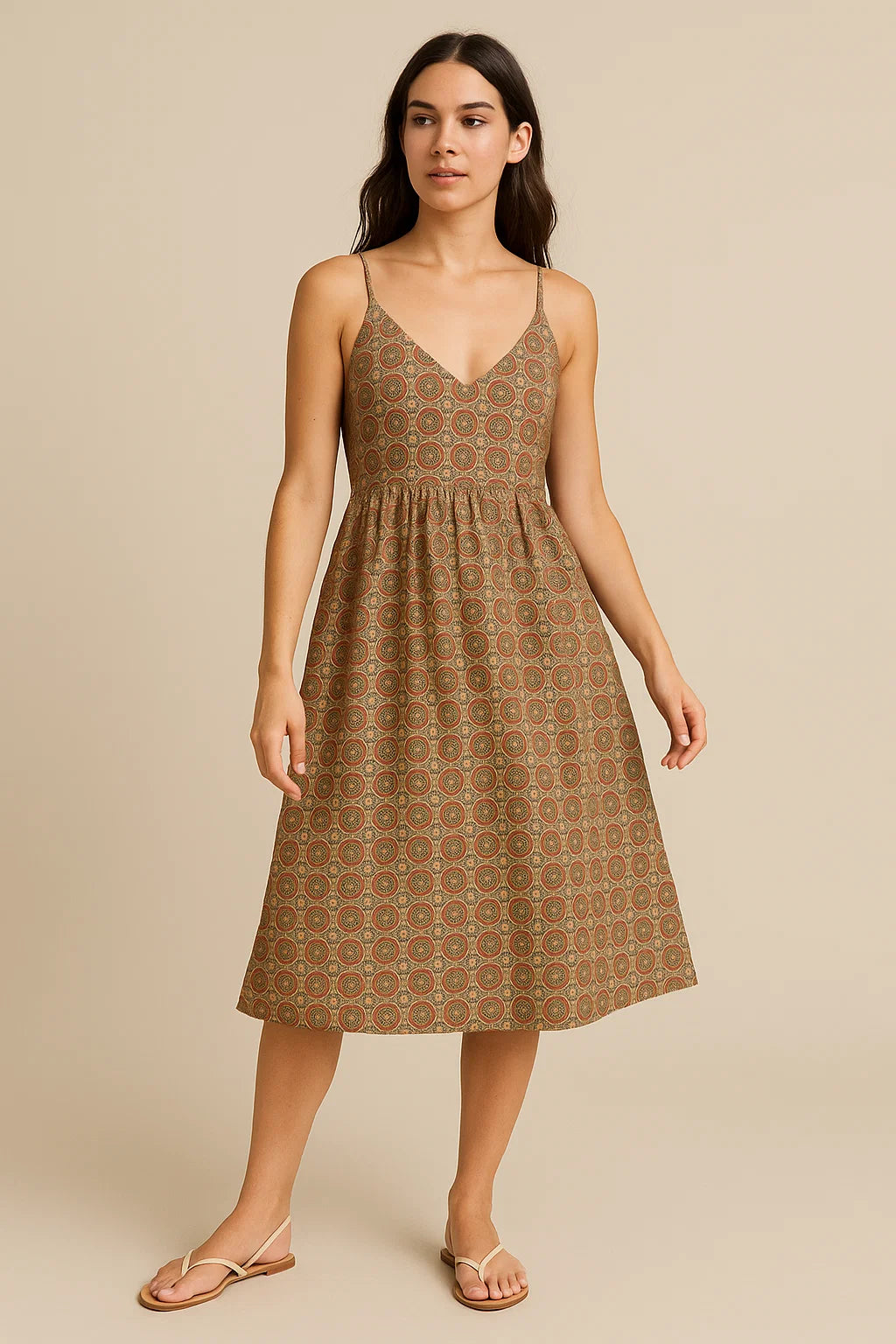 Browny Abstract Circle Repeat Digital Printed Fabric - Weightless