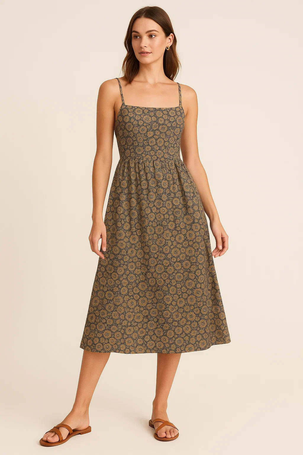 Beautiful Wooden Circle Abstract Digital Printed Fabric - Weightless