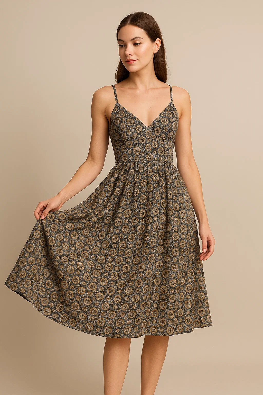 Beautiful Wooden Circle Abstract Digital Printed Fabric - Weightless