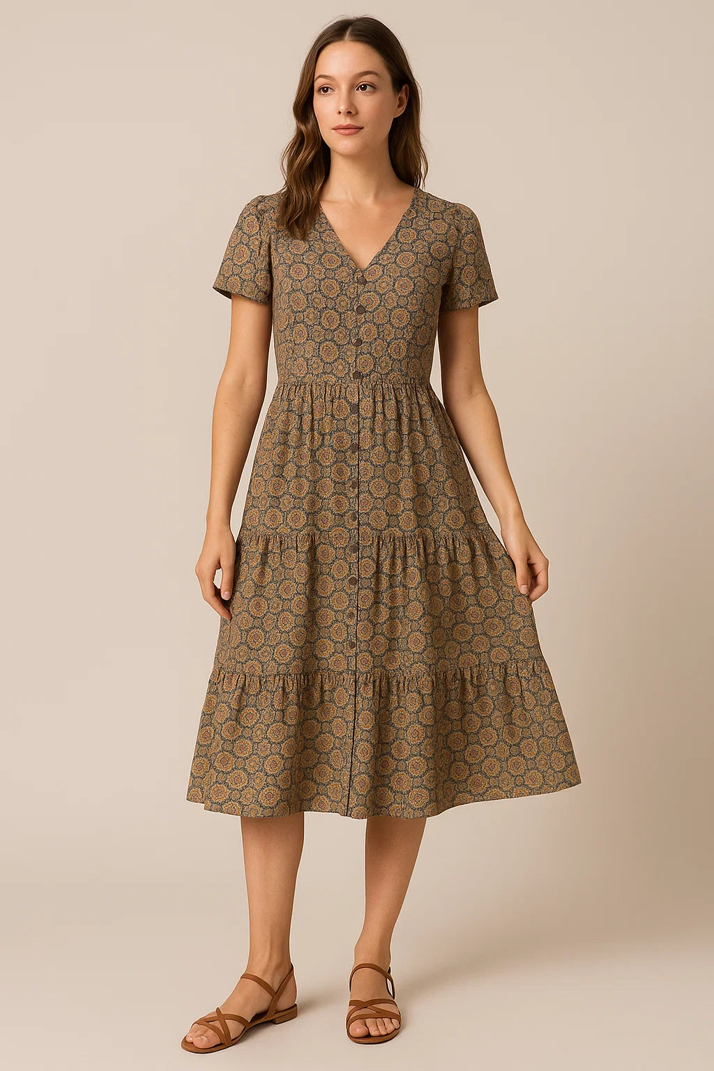 Beautiful Wooden Circle Abstract Digital Printed Fabric - Weightless