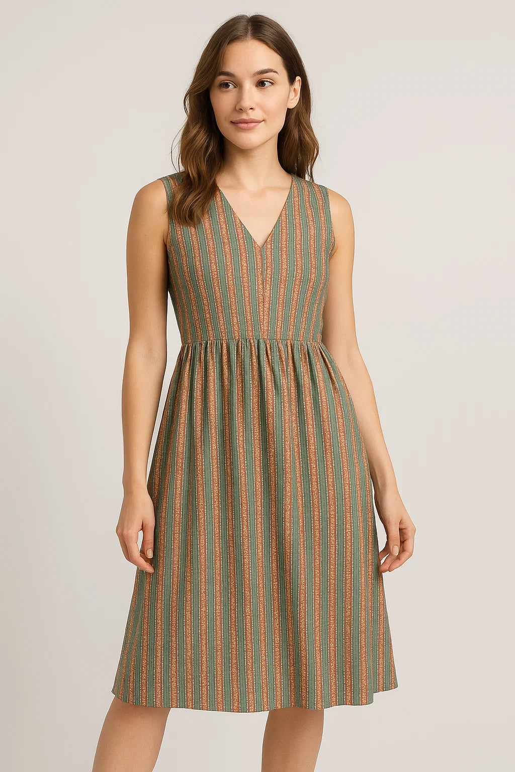 Beautiful Tiny Circle Strips Digital Printed Fabric - Weightless