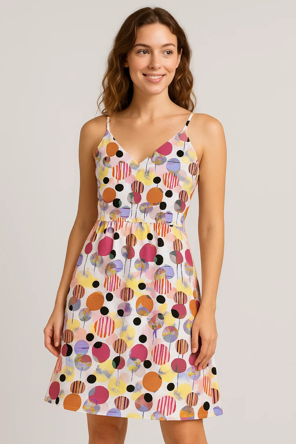 Colourful Bubble Stone Circle Digital Printed Fabric - Weightless