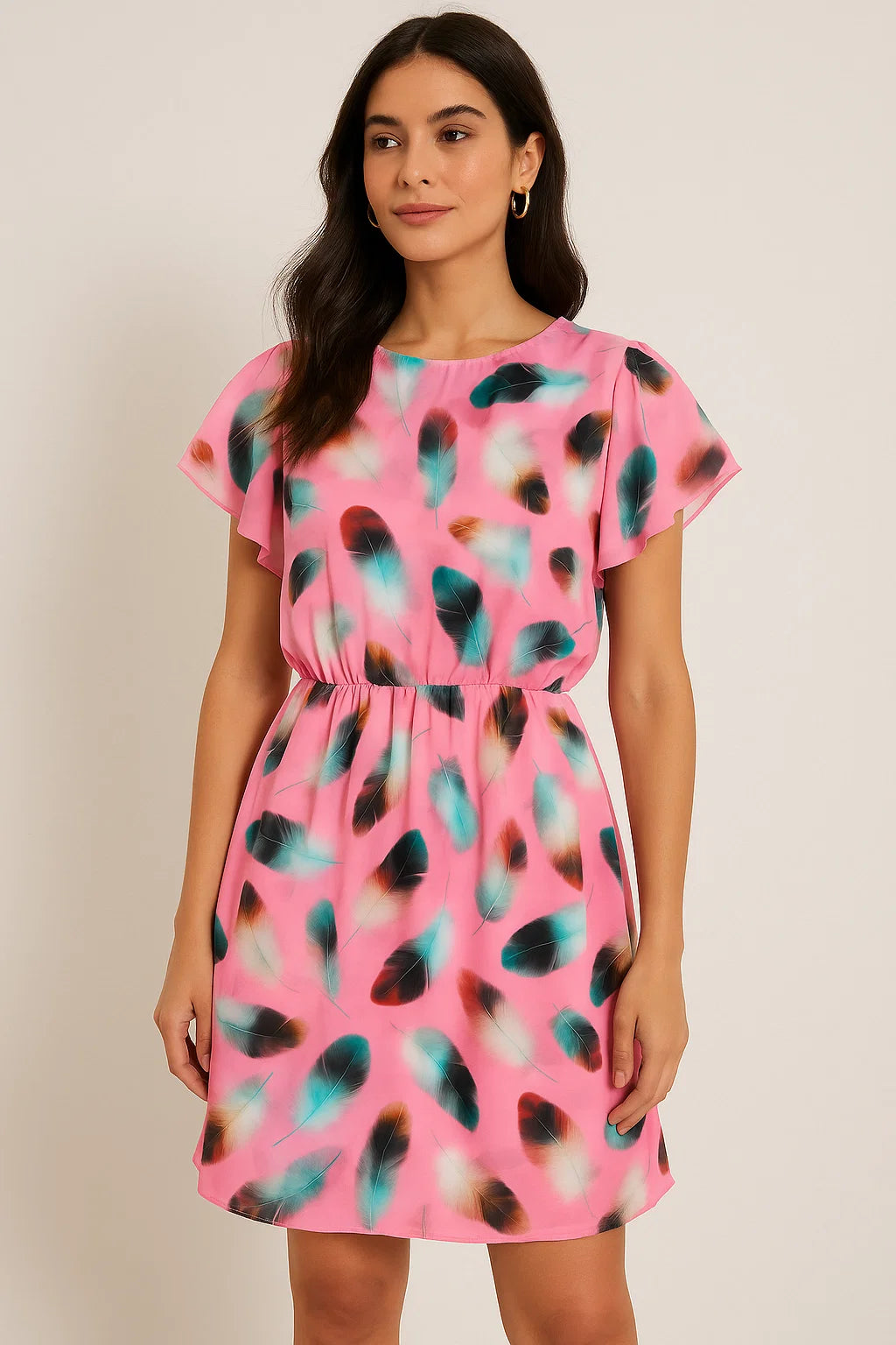 Decorative Pink Feather  Digital Printed Fabric - Weightless