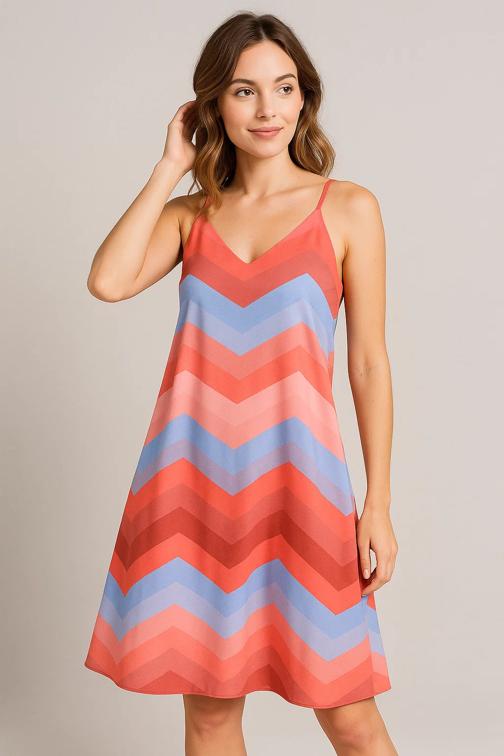 Shiny Seamless Zigzag Multicolour Digital Printed Fabric - Weightless