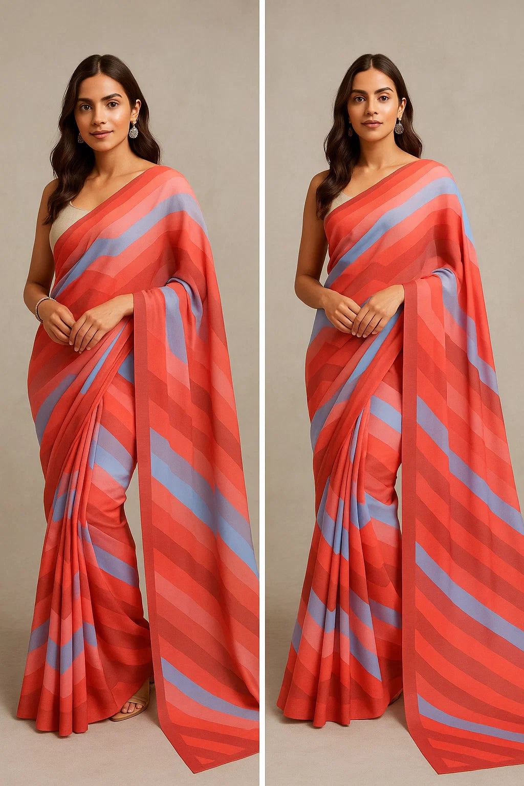 Shiny Seamless Zigzag Multicolour Digital Printed Fabric - Weightless