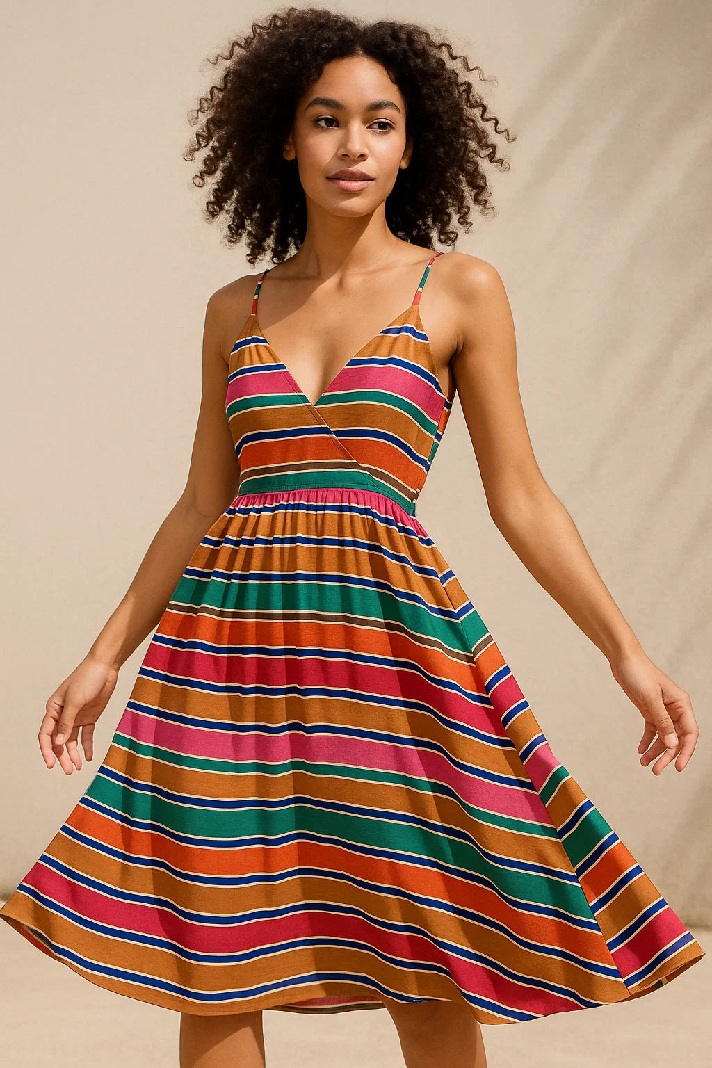 Attractive Hairline Strips Digital Printed Fabric - Weightless