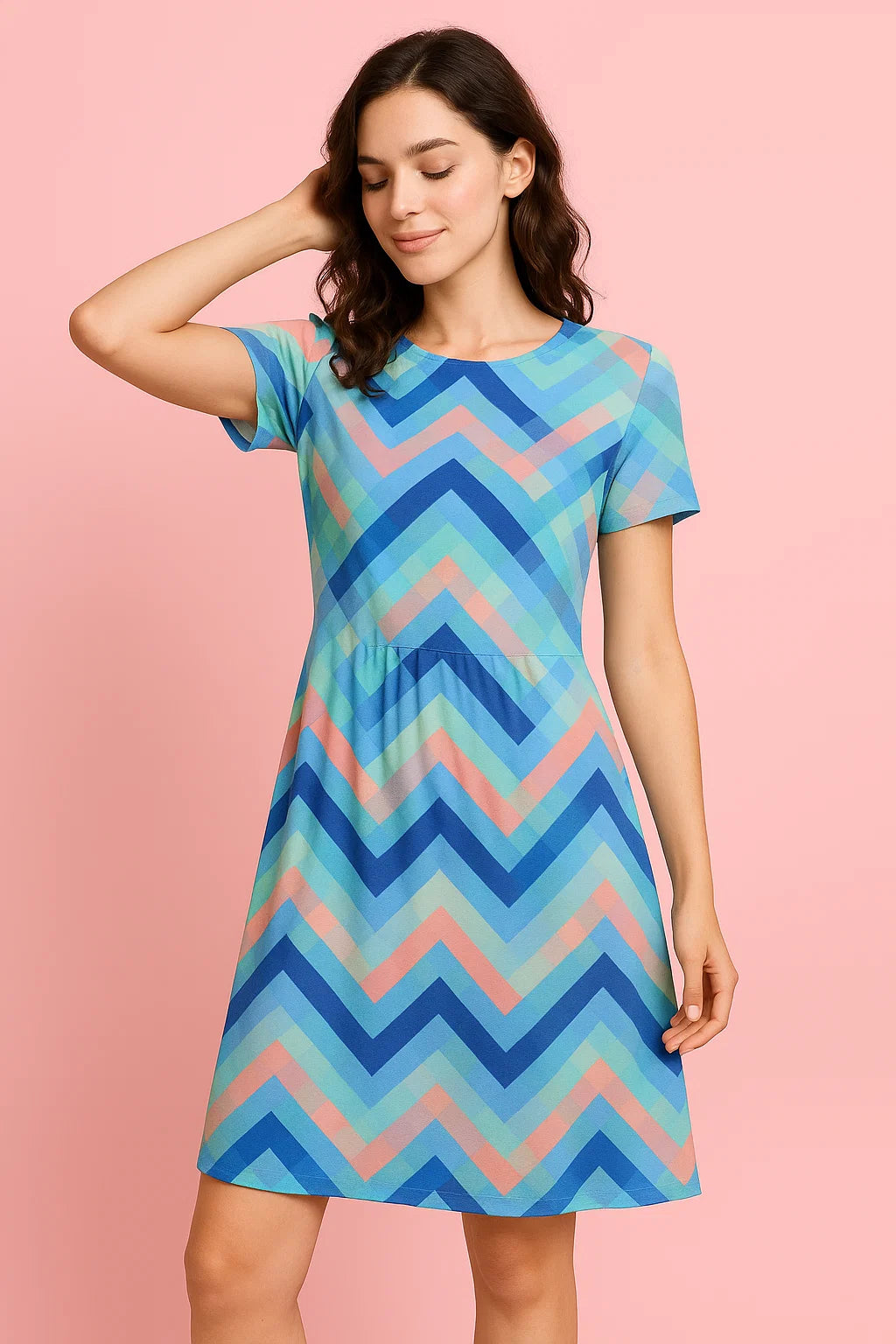 Decorative Zigzag Strips Digital Printed Fabric - Weightless