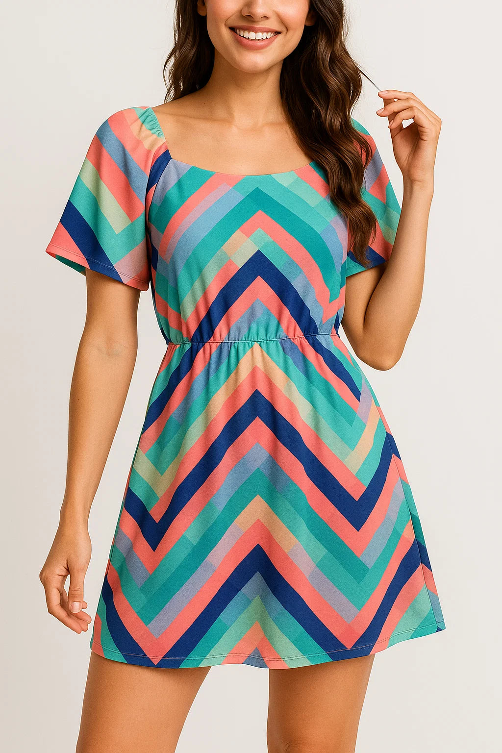 Seamless Colourful Zigzag Digital Printed Fabric - Weightless