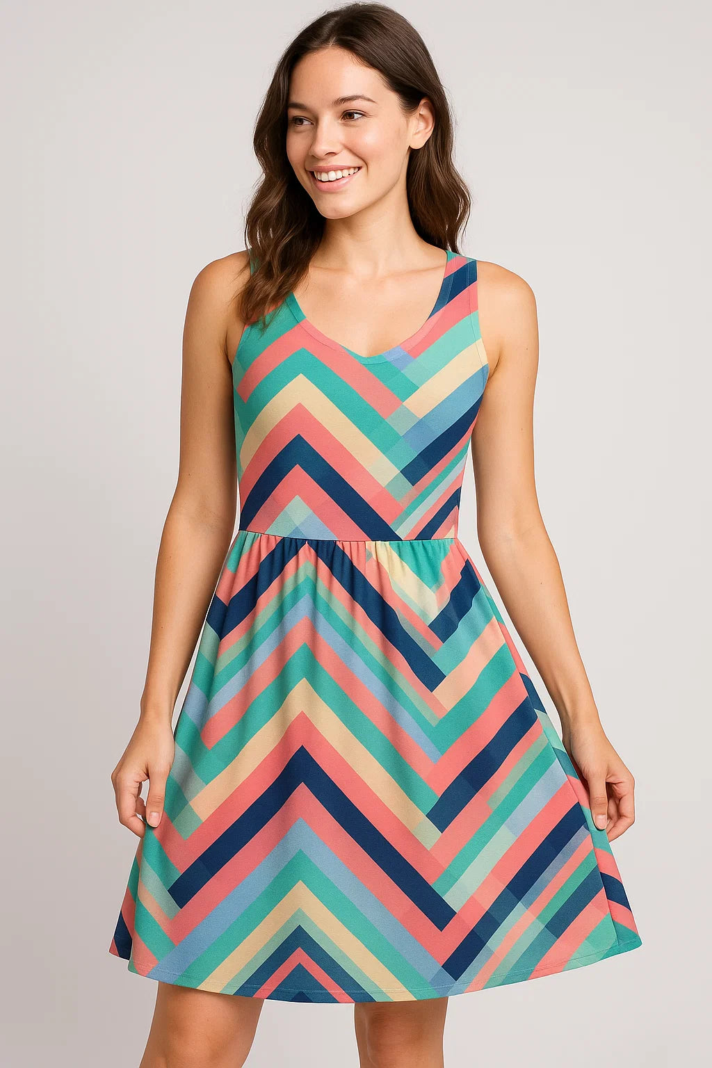 Seamless Colourful Zigzag Digital Printed Fabric - Weightless