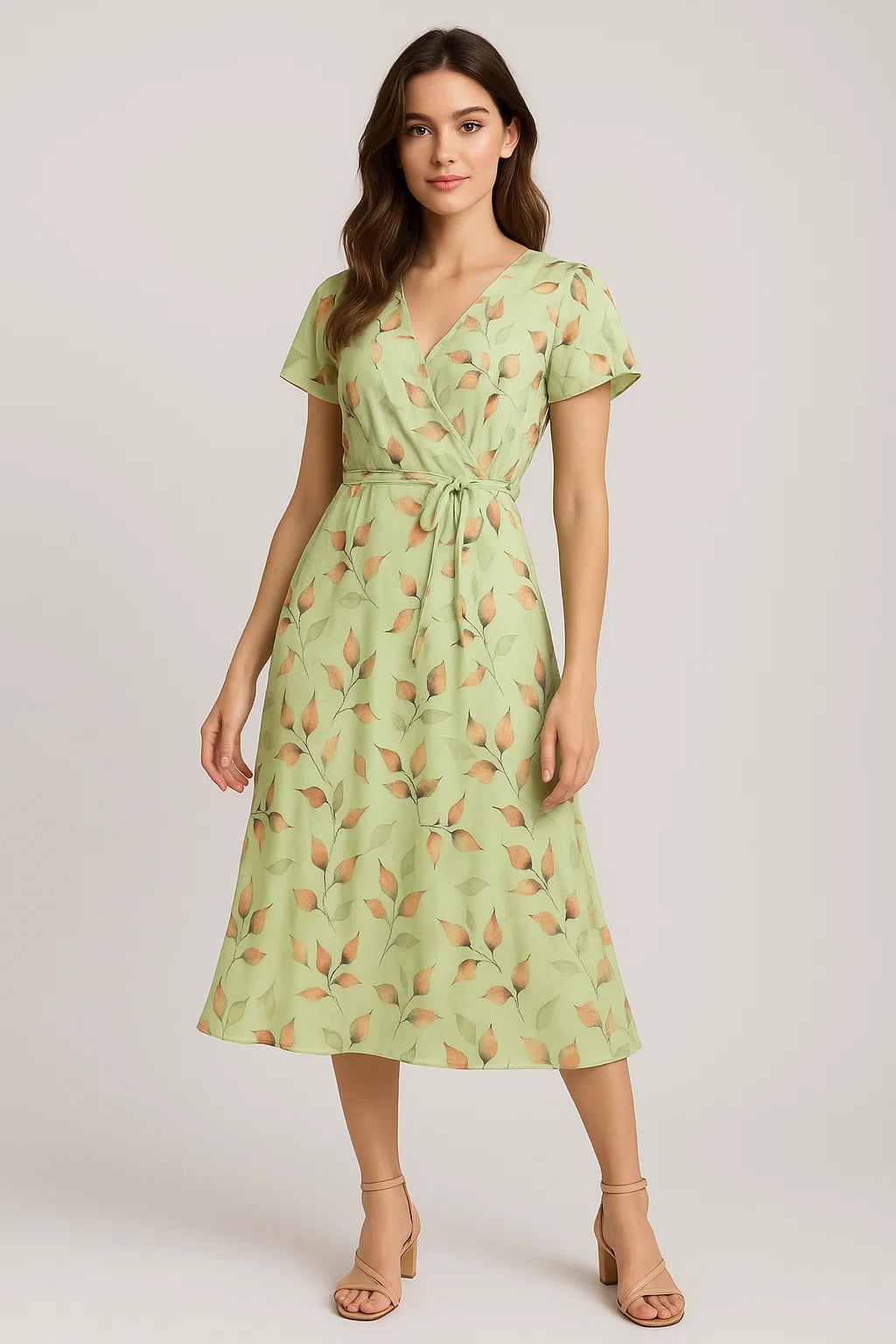 Attractive Orange Gradient Leaves Digital Printed Fabric - Weightless