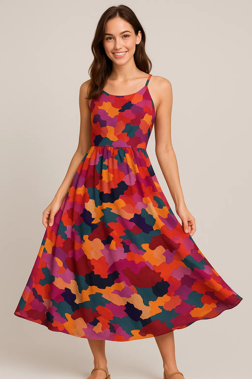 Morden Paint Of Art Multicolour Digital Printed Fabric - Weightless