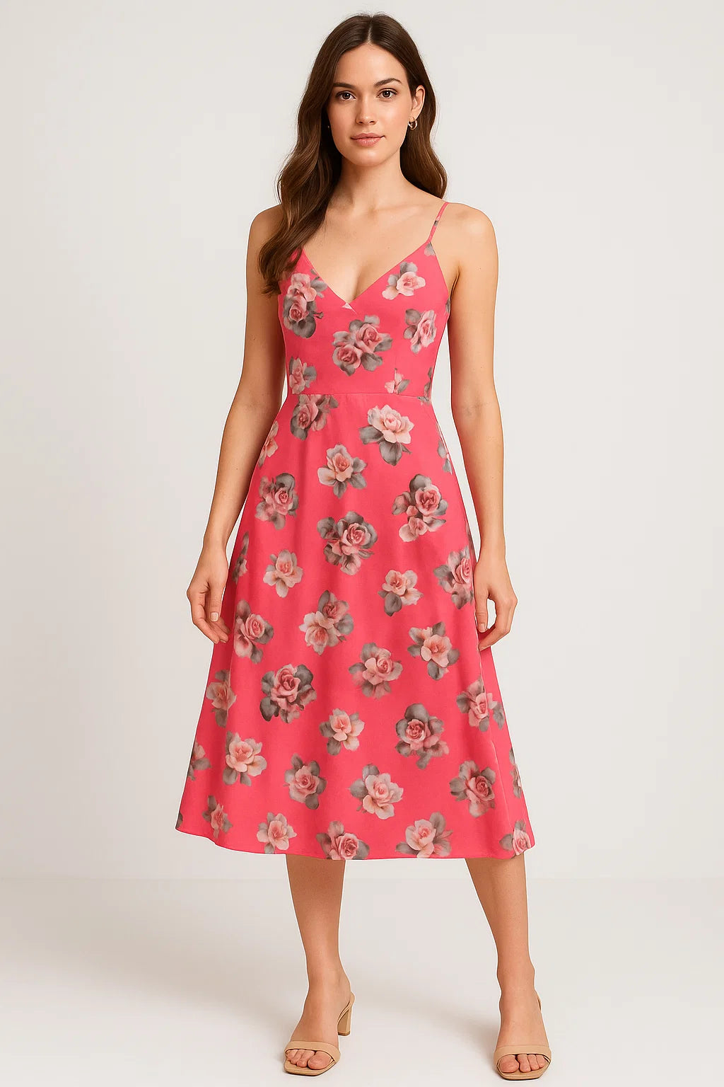 Pinkish Background With Valvet Roses Digital Printed Fabric - Weightless