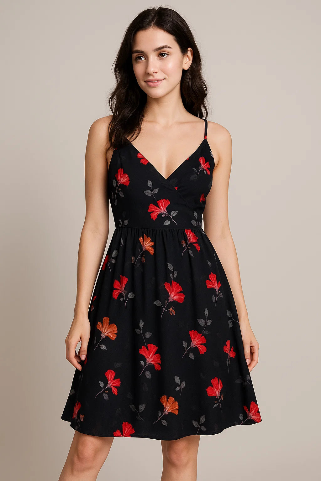 Morden Red Iris With Golden Floral Digital Printed Fabric - Weightless