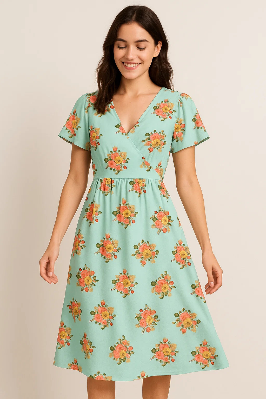 Decorative Peony Roses With Daisy Flower Digital Printed Fabric - Weightless