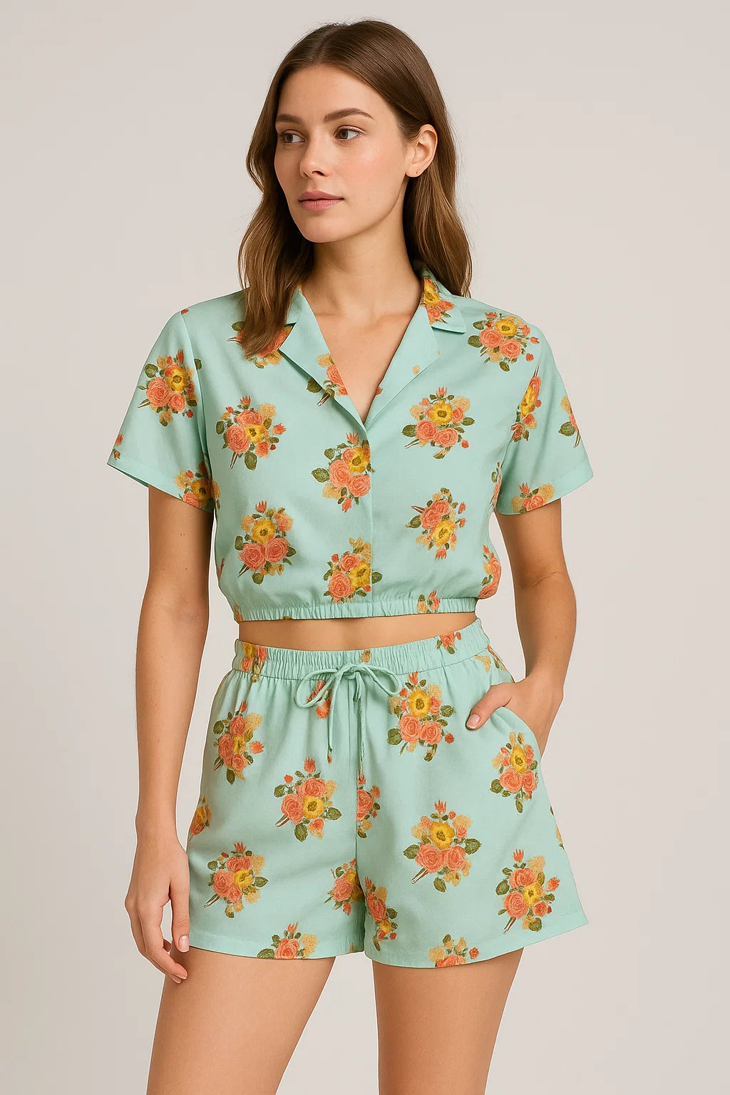 Decorative Peony Roses With Daisy Flower Digital Printed Fabric - Weightless