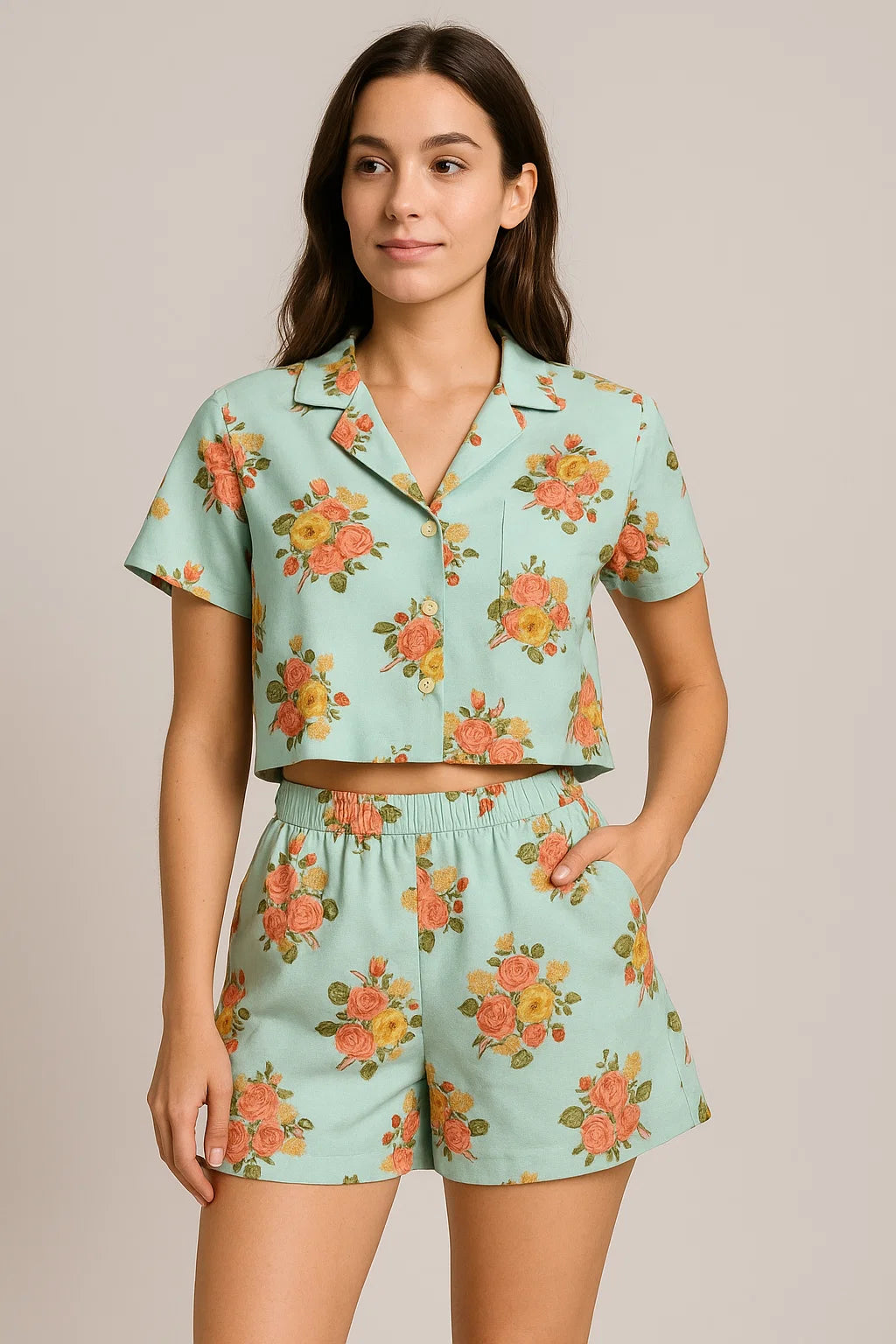 Decorative Peony Roses With Daisy Flower Digital Printed Fabric - Weightless