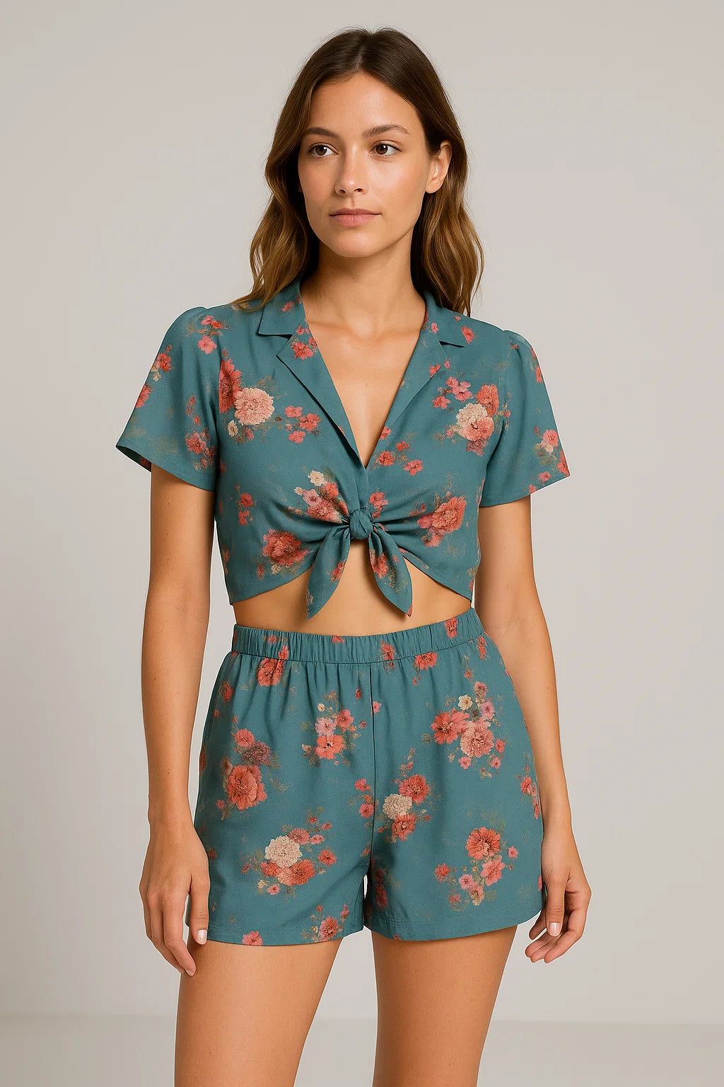 Colorful Roses With Multicolor Branch Digital Printed Fabric - Weightless