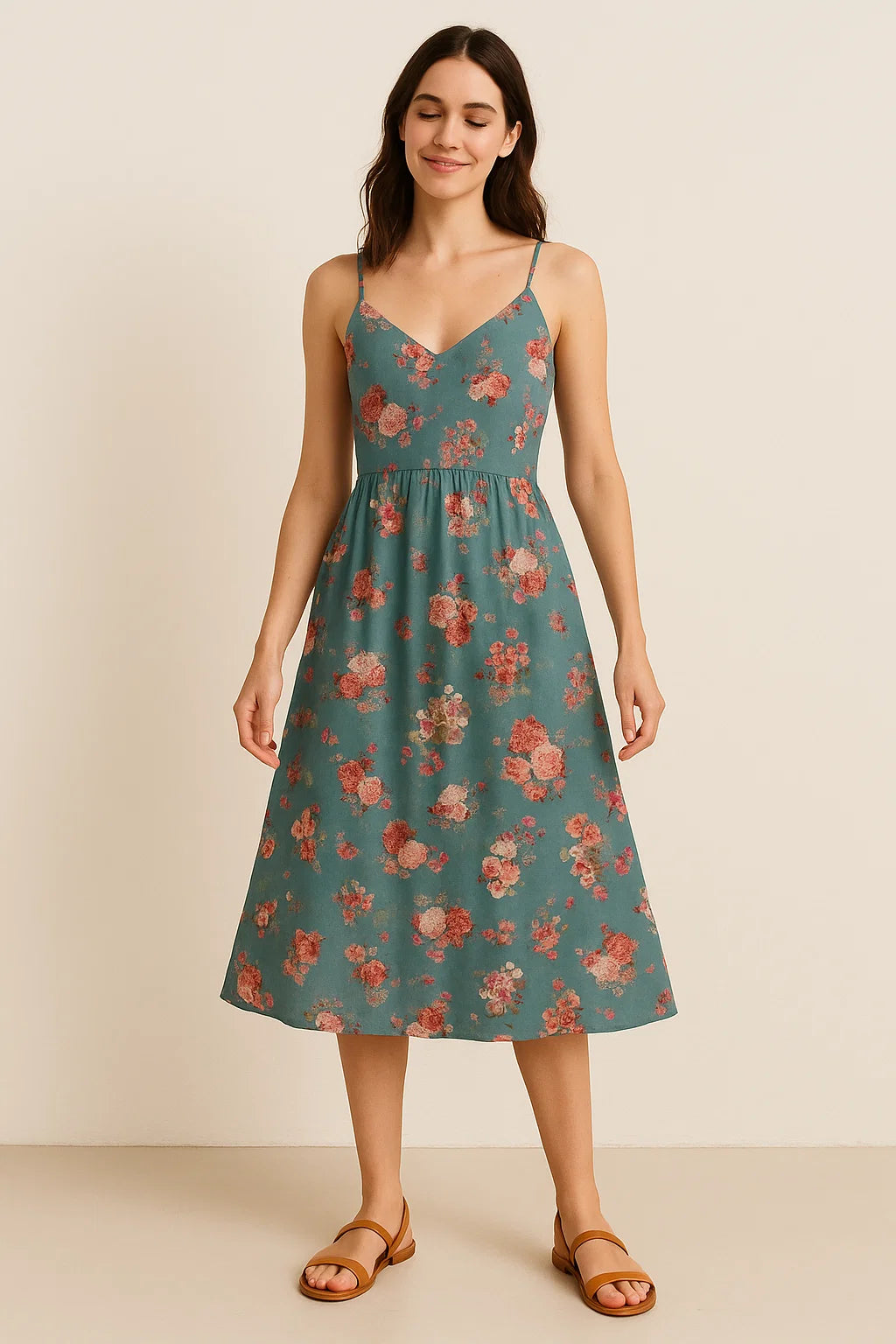 Colorful Roses With Multicolor Branch Digital Printed Fabric - Weightless